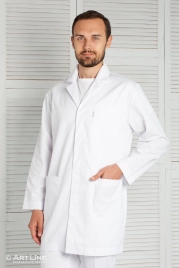 Халат медицинский мужской, длинный рукав, модель 4-495, цвет белый