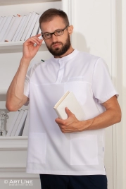 Блузон медицинский мужской, короткий рукав, модель 6-301, цвет белый