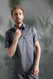Блузон медицинский мужской, короткий рукав, модель 6-755о, цвет графит/серый