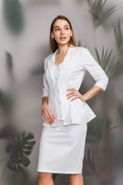 Блузон медицинский женский, короткий рукав, модель 5-288, цвет белый
