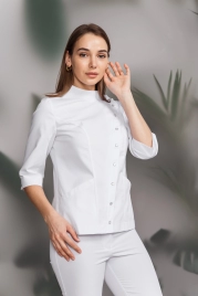 Блузон медицинский женский, короткий рукав, модель 9-272, цвет белый