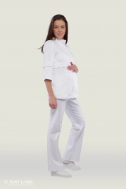 Блузон медицинский женский, короткий рукав, модель 7-368, цвет белый