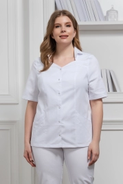 Блузон медицинский женский, короткий рукав, модель 7-725, цвет белый