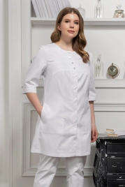 Халат медицинский женский, короткий рукав, модель 3-250, цвет белый