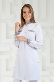 Халат медицинский женский, длинный рукав, модель 3-321 о, цвет белый