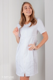 Халат медицинский женский, короткий рукав, модель 3-187, цвет белый