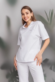 Блузон медицинский женский, короткий рукав, модель 7-167, цвет белый