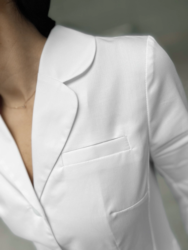 Блузон медицинский женский, длинный рукав, цвет белый, арт 7-180о фото 4