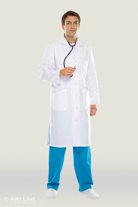 Халат медицинский мужской, длинный рукав, модель 2-54 фото 2