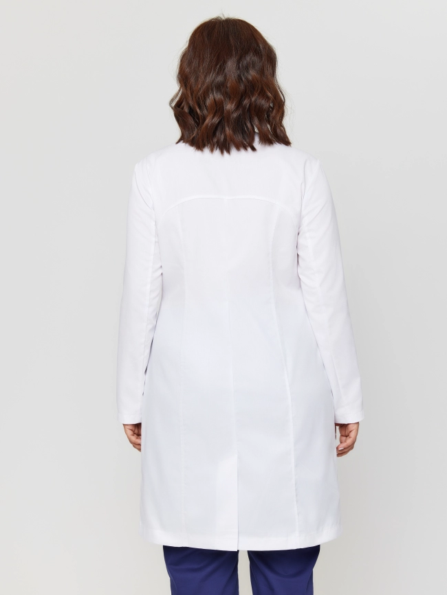 Халат медицинский женский, длинный рукав, модель 1-802, цвет белый фото 5