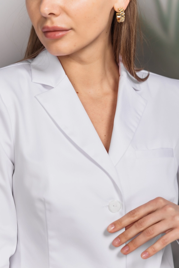 Халат медицинский женский, длинный рукав, модель 3-534, цвет белый фото 5