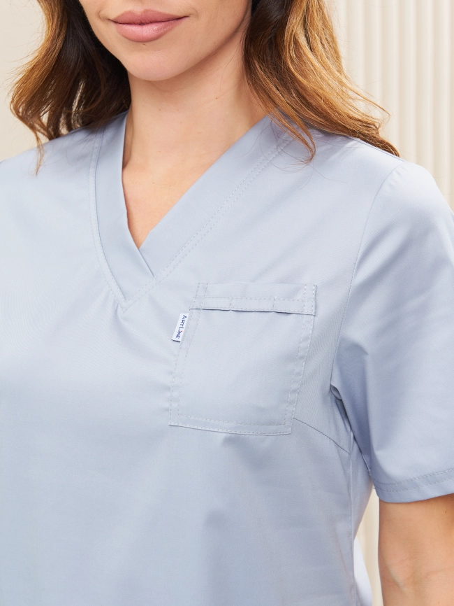 Блузон медицинский женский, короткий рукав, цвет светло серый, арт 5-357 фото 3