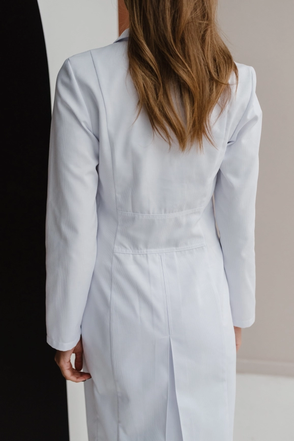 Халат медицинский женский, длинный рукав, модель 1-284, цвет белый фото 4
