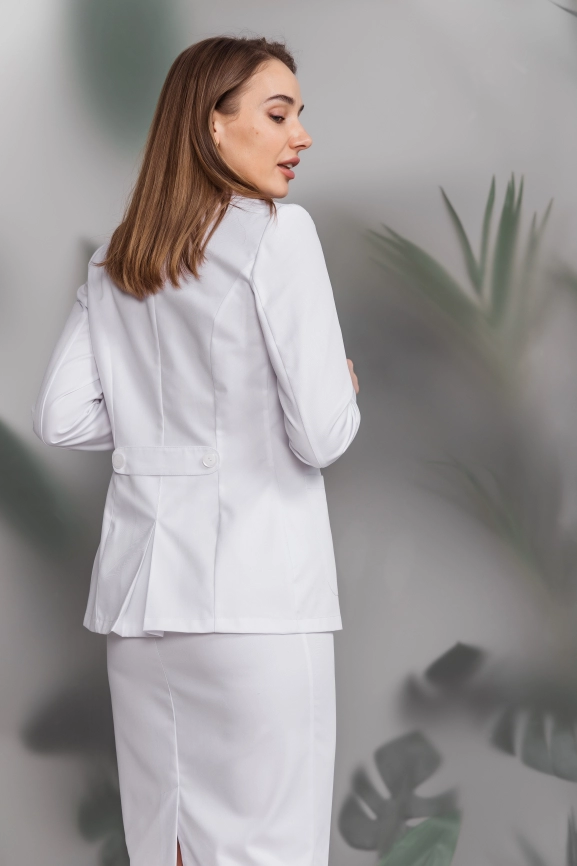 Блузон медицинский женский, длинный рукав, модель 7-806, цвет белый фото 4