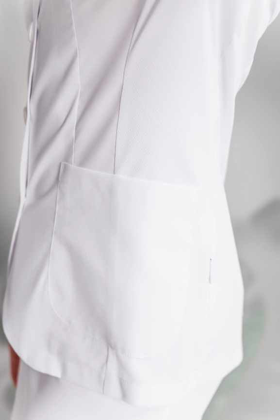 Блузон медицинский женский, длинный рукав, цвет белый, арт 7-180о фото 6