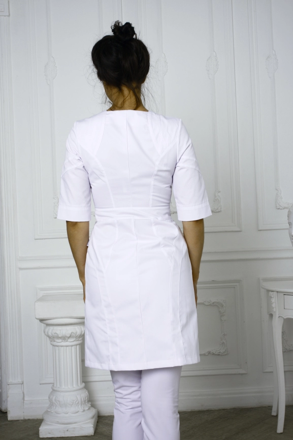 Халат медицинский женский, короткий рукав, модель 1-258 фото 4
