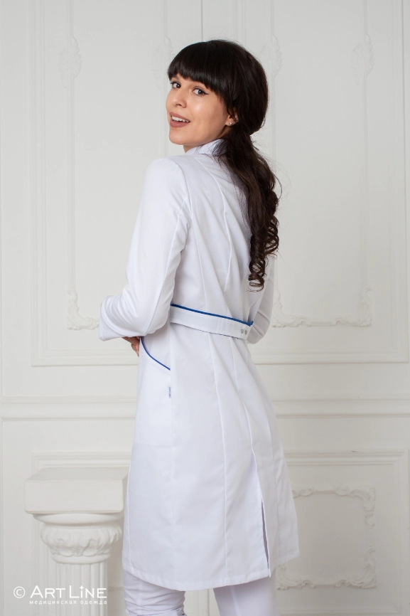 Халат медицинский женский, длинный рукав, модель 1-314о фото 3