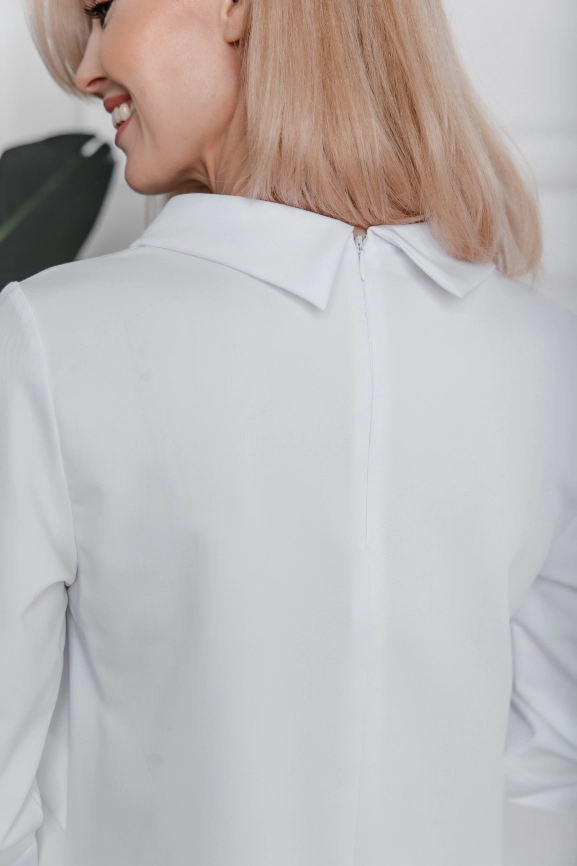 Блузон медицинский женский, короткий рукав, цвет белый, арт 7-754 фото 3