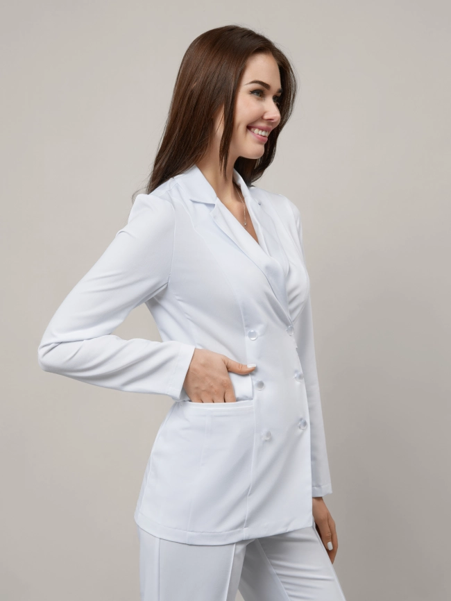 Блузон медицинский женский, длинный рукав, цвет белый, арт 5-85 фото 3