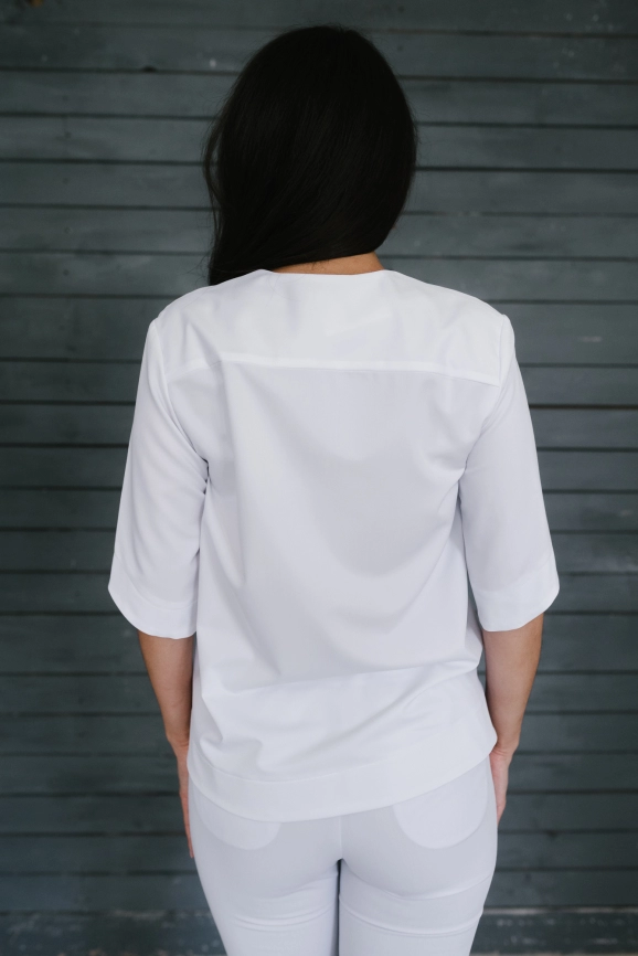 Блузон медицинский женский, короткий рукав, цвет белый, арт 5-650 фото 4