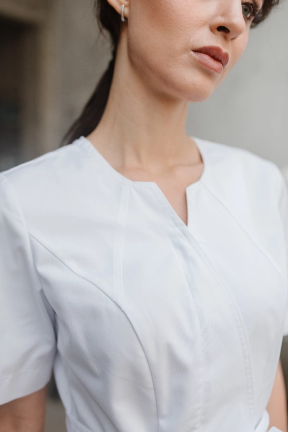 Блузон медицинский женский, короткий рукав, цвет белый, арт 5-280 фото 5