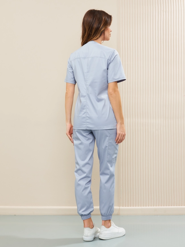 Блузон медицинский женский, короткий рукав, цвет светло серый, арт 5-357 фото 6