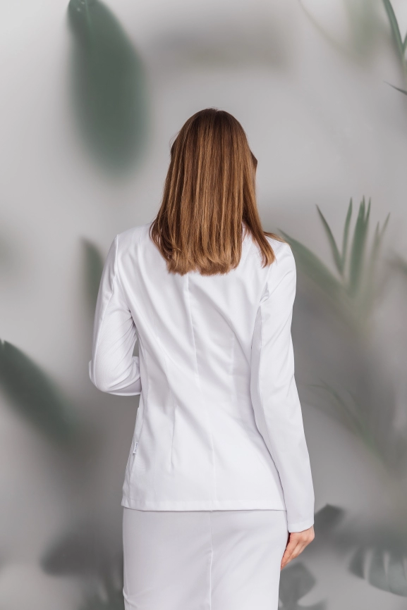 Блузон медицинский женский, длинный рукав, цвет белый, арт 7-180о фото 3
