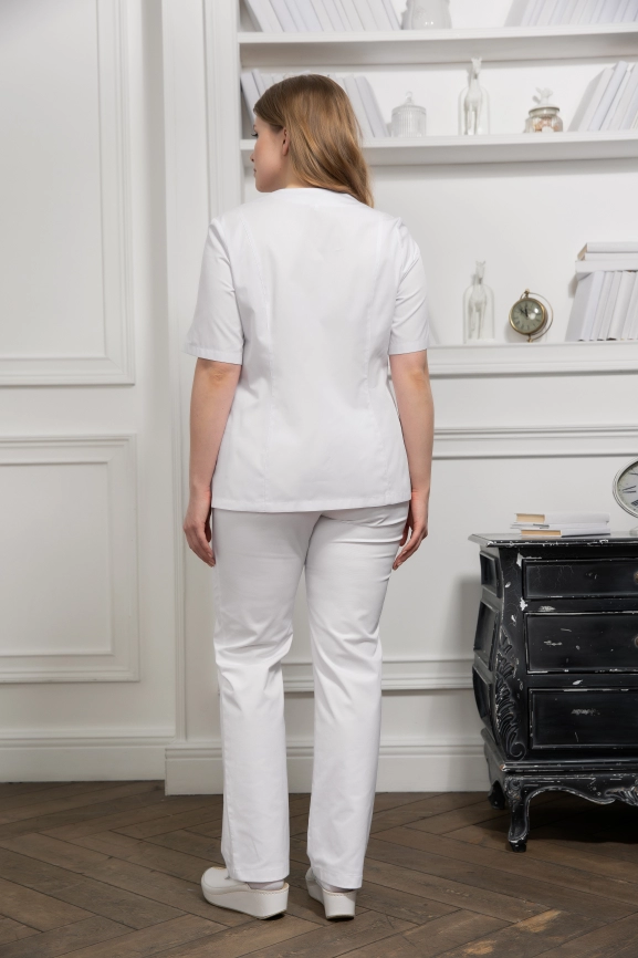 Блузон медицинский женский, короткий рукав, модель 7-416, цвет белый фото 3
