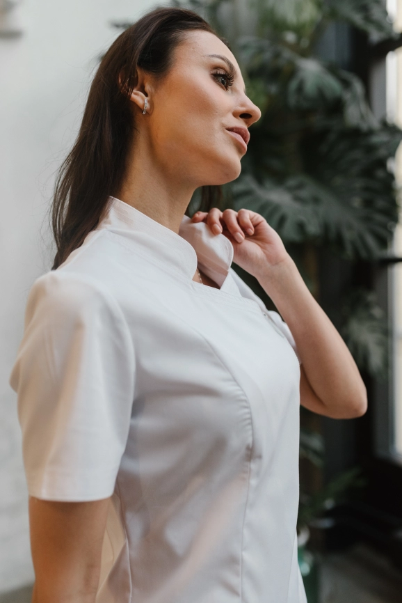 Блузон медицинский женский, короткий рукав, модель 5-172, цвет белый фото 2