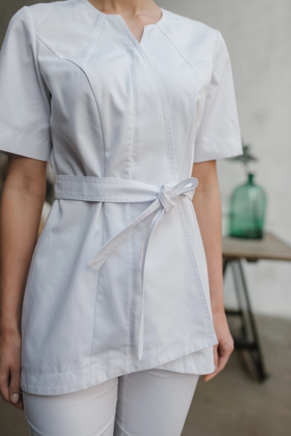 Блузон медицинский женский, короткий рукав, цвет белый, арт 5-280 фото 3