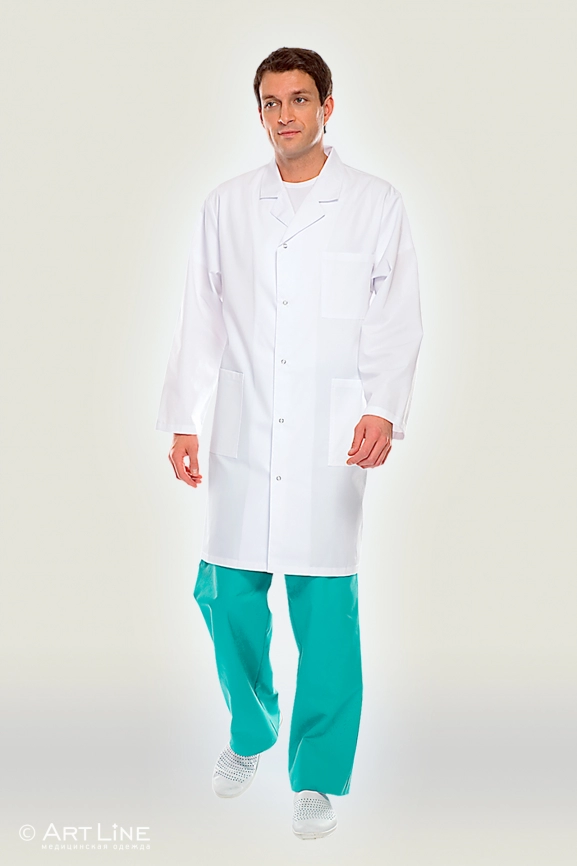 Халат медицинский мужской, длинный рукав, модель 4-14 фото 2