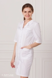 Халат медицинский женский, короткий рукав, модель 3-484, цвет белый