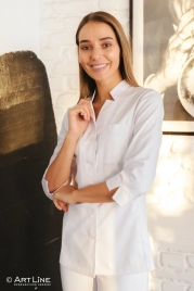 Блузон медицинский женский, короткий рукав, модель 7-379, цвет белый