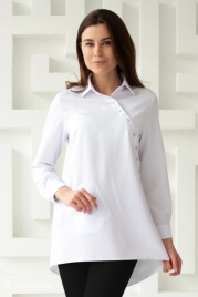 Блузон медицинский женский, длинный рукав, цвет белый, арт 5-801