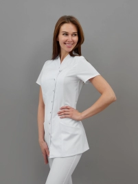 Блузон медицинский женский, короткий рукав, цвет белый, арт 5-210