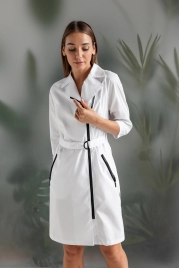 Халат медицинский женский, короткий рукав, модель 3-390, цвет белый