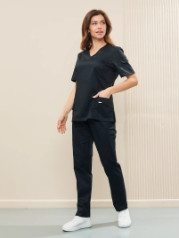 Блузон медицинский женский, короткий рукав, модель 7-343, цвет черный