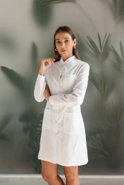 Халат медицинский женский, длинный рукав, модель 3-506, цвет белый