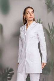 Халат медицинский женский, длинный рукав, модель 3-534, цвет белый