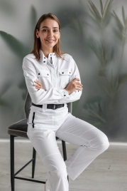Комбинезон медицинский женский, длинный рукав, модель 1-518, цвет белый
