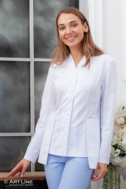 Блузон медицинский женский, длинный рукав, модель 5-661 цвет белый