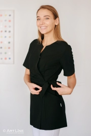 Блузон медицинский женский, короткий рукав, модель 5-248, цвет черный