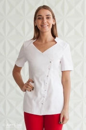 Блузон медицинский женский, короткий рукав, модель 7-204 Бр, цвет белый