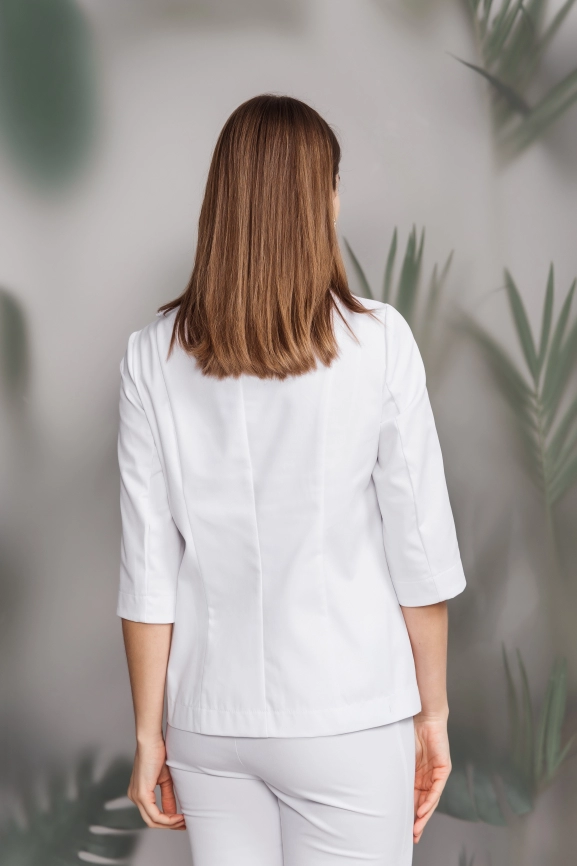 Блузон медицинский женский, короткий рукав, цвет белый, арт 9-272 фото 2