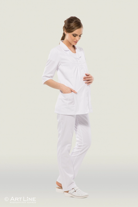 Блузон медицинский женский, короткий рукав, модель 7-494 о, цвет белый фото 2