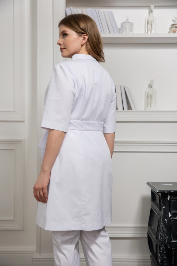 Халат медицинский женский, короткий рукав, цвет белый, арт 3-505о фото 5