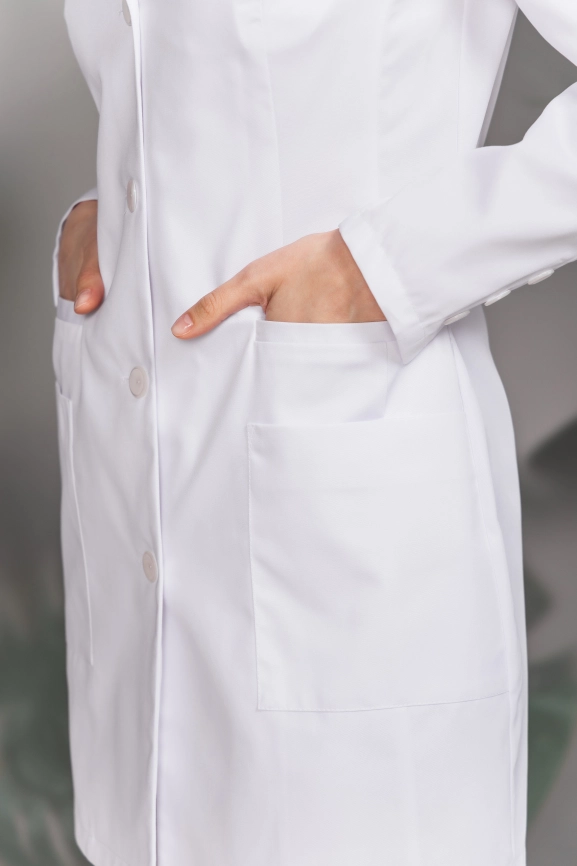 Халат медицинский женский, длинный рукав, цвет белый, арт 3-534 фото 3