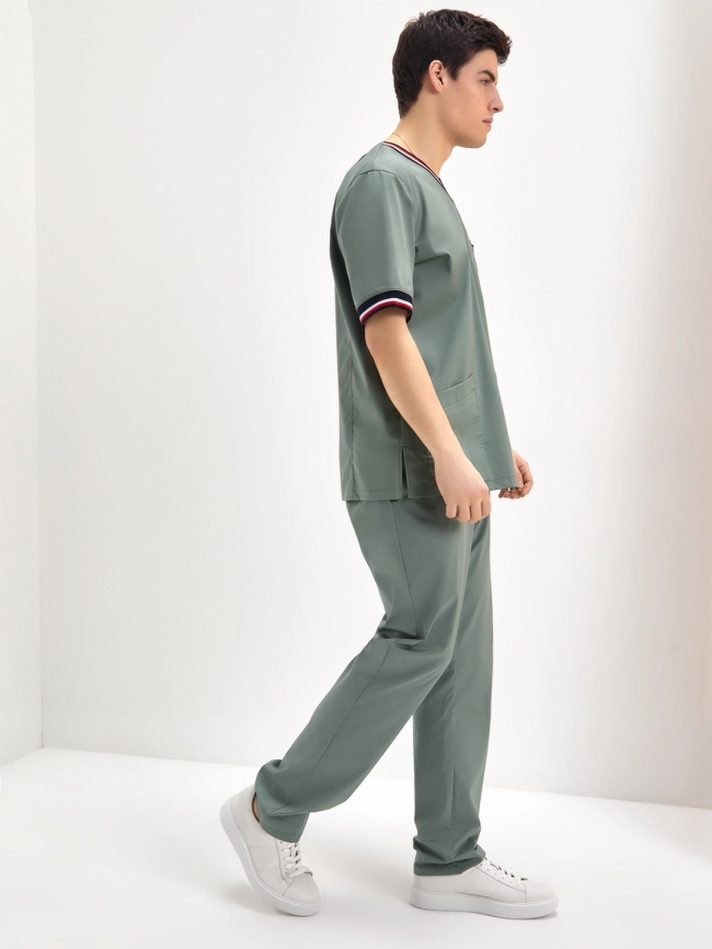 Блузон медицинский мужской, короткий рукав, цвет хаки, арт 6-377 фото 2