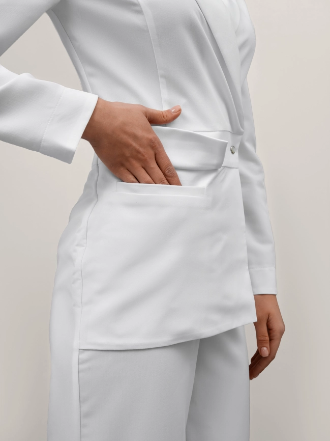 Комбинезон медицинский женский, длинный рукав, цвет белый, арт 1-722 фото 5