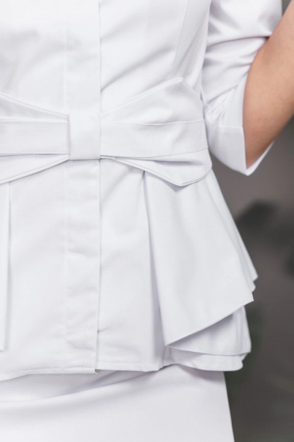 Блузон медицинский женский, короткий рукав, цвет белый, арт 7-160 фото 5